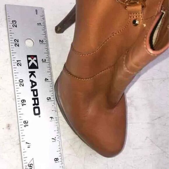 Michael Kors MK Designer Wyatt Brown Leather Stiletto Heel Ankle Bootie 7.5 - Picture 12 of 12